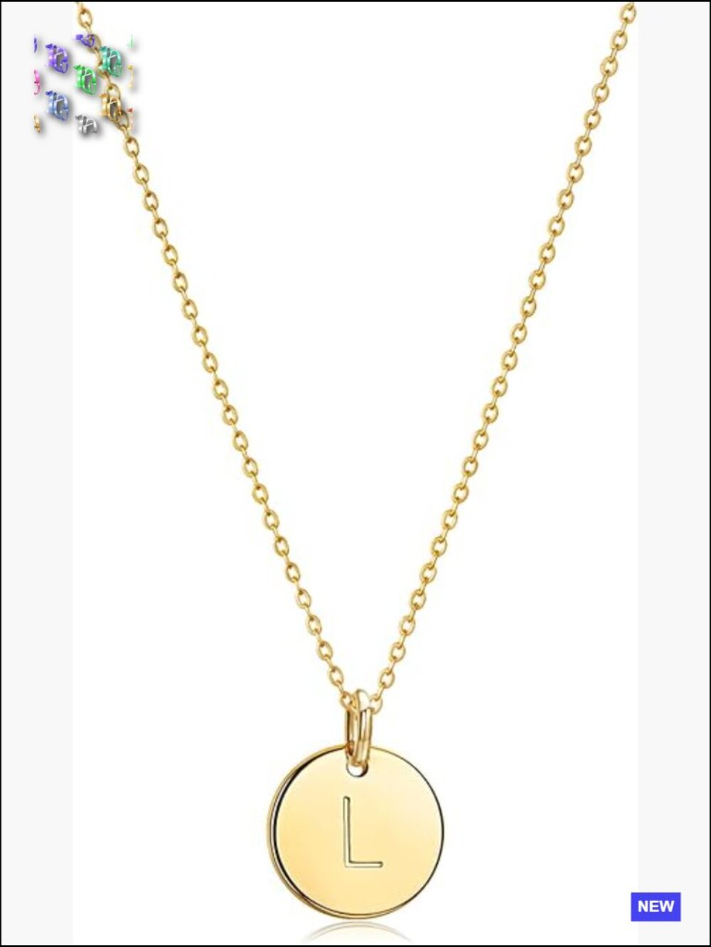 Initial Necklace Round Disc Pendant 14K Gold Plated Personalized Alphabet